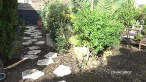 Slut dressed in Mickey fucked raw by his friend in the garden