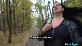 Busty EXPERIENCED LADY gets pounded in a forest by her public agent