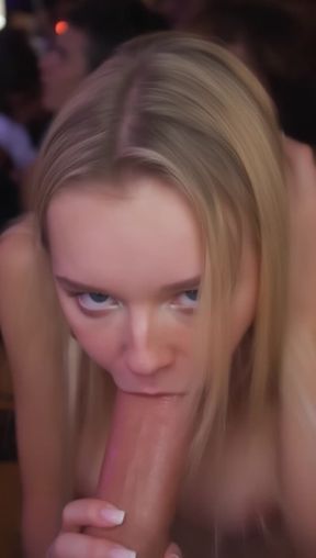 sucking cock, a young, messy haired blonde, video created by AI