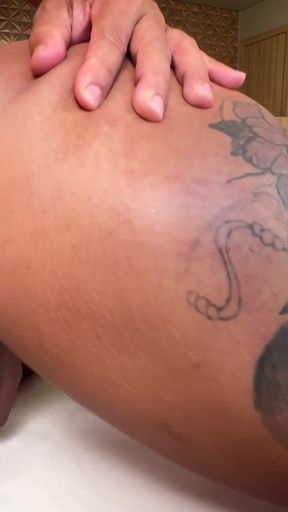 Kelly Melo Sitting and Enjoying a Hard Dick