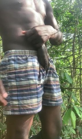 Wanking in the Woods Huge Cumshot