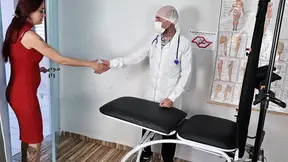 Lustful gynecologist swaps dildo for his cock during exam