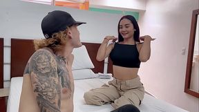 Delivery man takes advantage of the opportunity to fuck the skinny girl with small tits hard when no one is around – Allison Sweet & Nick Jowel