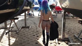 Alisha flashing and getting naked at the marina
