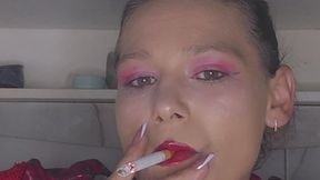Red Lipstick & Red Filter Cigarette – Slow Smoking Session