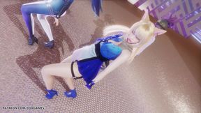 Mmd Kpop Demon Hunters - Huntrx - Golden Ahri Akali Kaisa Sexy Striptease League of Legends Hentai Uncensored 4K 60fps