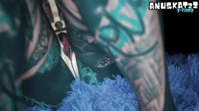 Heavy ANAL play - tattoo girl solo masturbation -SQUIRT, gape, prolapse, toys