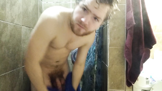 Killer Young guy With Ginger Facial Hair Showering