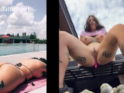 TikTok model was caught on a public beach playing with a dildo and cumming beautifully at the end