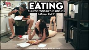 Eating Chinese Food in the Kitchen Casual CMNF