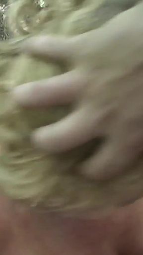 Cock hungry granny with perfect tits and hairy pussy put on sexy fishnets just to make me horny