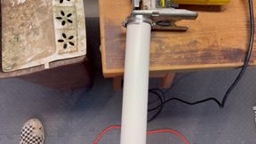Using saber saw and pipe as a jackoff machine