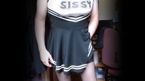 Showing off new dress with fake tits