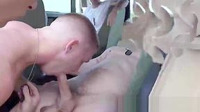 Hot army hunks fucking outdoor on a army truck with passion