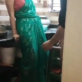 Desi bhabhi and brother-in-law lovingly in the kitchen