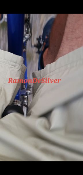 Master Ramon lets his balls be massaged from the bike seat