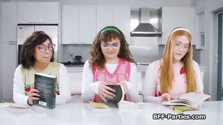 Nerdy book club besties are horny for cock
