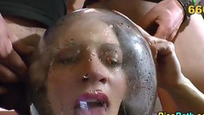 Urine slut funnels piss and gargles streams