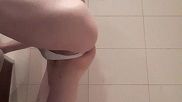 Hot Femboy in dress shows sexy body & licks precum to shoot massive load