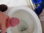 Young Male Masturbates and CUMS in Toilet Almost Caught