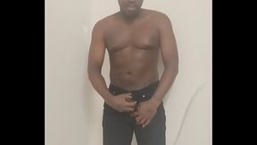 Getting ready to take a shower after celebrating the last month of my zodiac with new shaved hair and facial hair for free