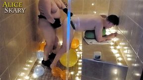 Pegging Strap-On In A Steamroom Full Of Balloons with Alice Skary and Spoon - hd wmv