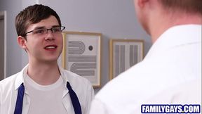 Step dad teaching step son how to use cock ring