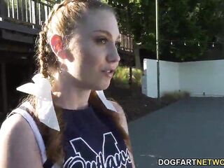 Cheerleader Teen Arietta Adams Blows A Group Of Ebony Lads