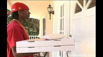 Upper class black hoe fucks pizza guy