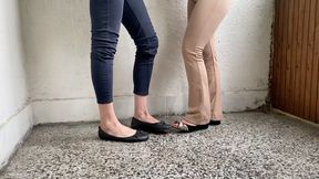 GIRLS PLAYING FOOTSIE IN FLATS ON A WORK BREAK - MOV HD