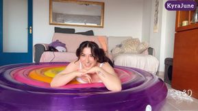 Inflating my Rainbow Island from Intex