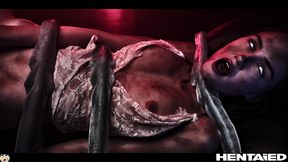 real life hentai - sonya blaze by alien monsters, creampied and impregnated