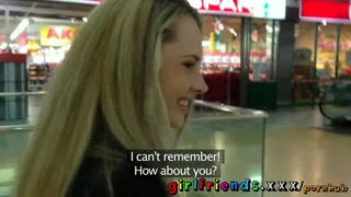 Girlfriends Stunning hot blondes go shopping and get a taste of hairy pussy