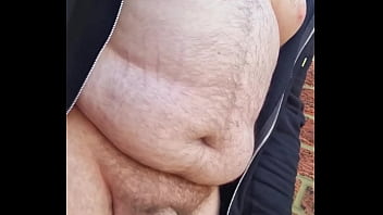 Chubby Gay Cumming Outside