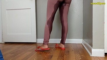 Sushii does activities and pees sexy yoga pants