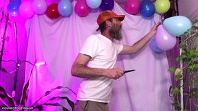 grumpy dilf pops party balloons