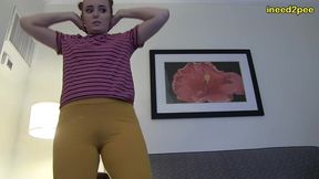 lizzy lamb needs to pee and wetting her yoga pants