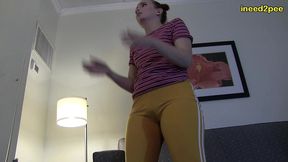 lizzy lamb needs to pee and wetting her yoga pants