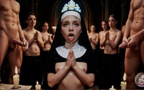 Hot Ai Nun - Blowbang & Gangbang in Church