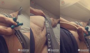 Massager induces hands-free thick cum ropes (cumshot) from a pulsing thicc uncut chub (ASMR hot moans)