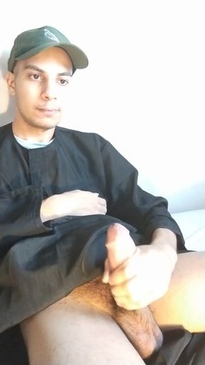 Arab daddy with a mustache shakes his big cock   Clip 1