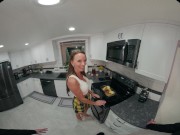 FuckPassVR - Pristine Edge hungrily devours your hard cock in the kitchen in this VR porn experience