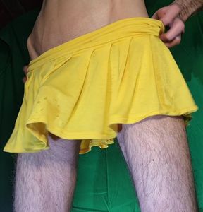 Yellow Skirt With and Without Blue Thong