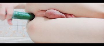 Solo in the Shower with a Cucumber - Intense Anal &amp; Cum Finish!🍑