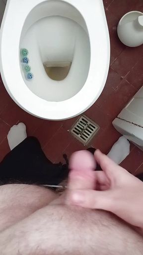 Straight Man Pissing at Home While Dick is Hard