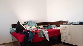Sexy wife does housework naked. Hairy brunette pussy, big ass, big tits.