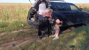 The Neighbor Holds My Dick While I Pee and Then Does Blowjob