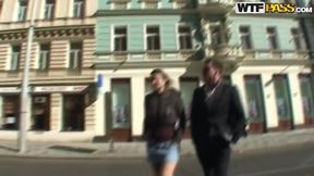 Hot Janet taking a walk over town with her handsome boyfriend