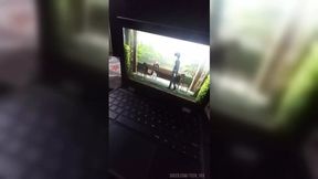 Teenage girl with big boobs rides passionately in a real home video