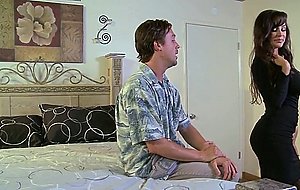 Lisa ann in a sweet lingerie teasing him in the hotel